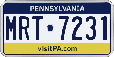 PA license plate MRT7231