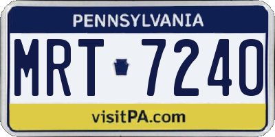 PA license plate MRT7240