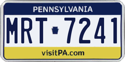 PA license plate MRT7241