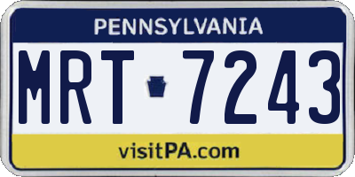 PA license plate MRT7243