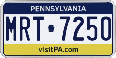 PA license plate MRT7250