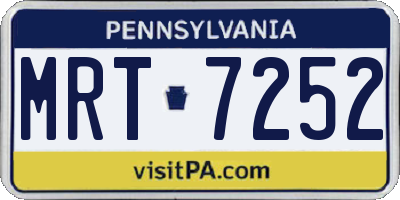 PA license plate MRT7252