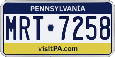 PA license plate MRT7258