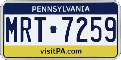 PA license plate MRT7259
