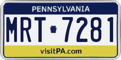 PA license plate MRT7281