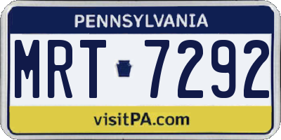 PA license plate MRT7292