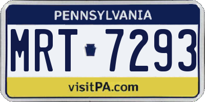 PA license plate MRT7293