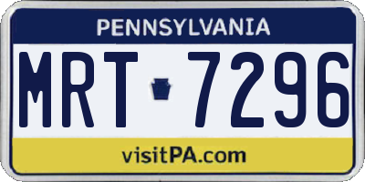 PA license plate MRT7296