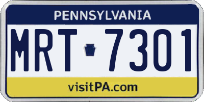 PA license plate MRT7301