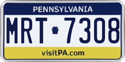 PA license plate MRT7308