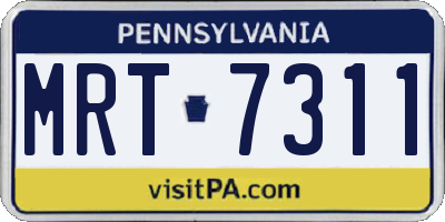 PA license plate MRT7311