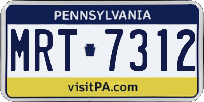 PA license plate MRT7312