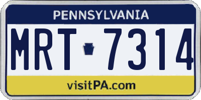 PA license plate MRT7314