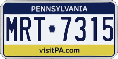 PA license plate MRT7315