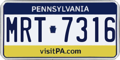 PA license plate MRT7316