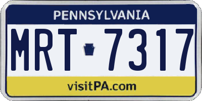 PA license plate MRT7317