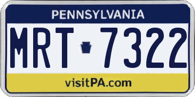 PA license plate MRT7322