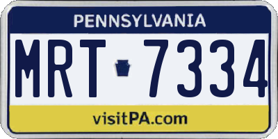 PA license plate MRT7334