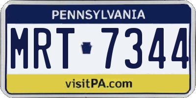PA license plate MRT7344
