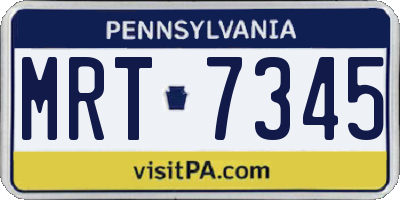 PA license plate MRT7345