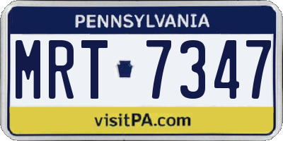 PA license plate MRT7347