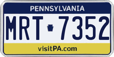 PA license plate MRT7352