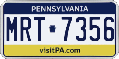PA license plate MRT7356