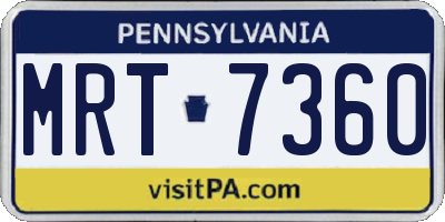 PA license plate MRT7360