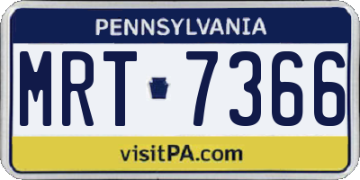PA license plate MRT7366