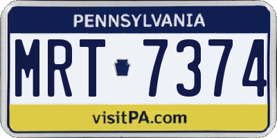 PA license plate MRT7374