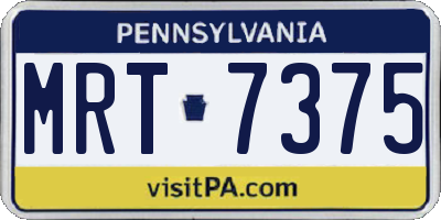 PA license plate MRT7375