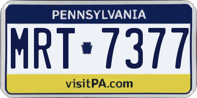 PA license plate MRT7377