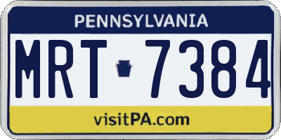 PA license plate MRT7384