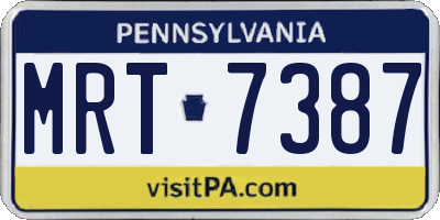 PA license plate MRT7387