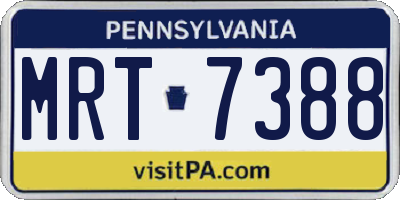 PA license plate MRT7388