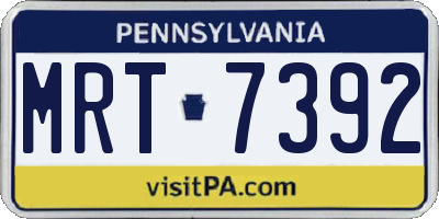 PA license plate MRT7392