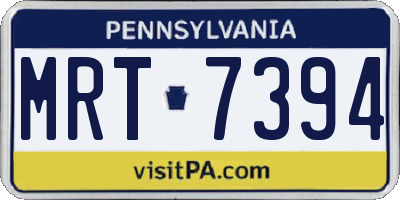 PA license plate MRT7394