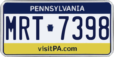 PA license plate MRT7398