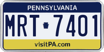 PA license plate MRT7401