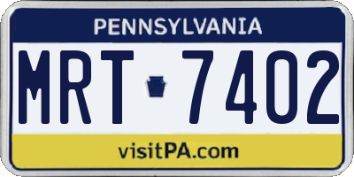 PA license plate MRT7402