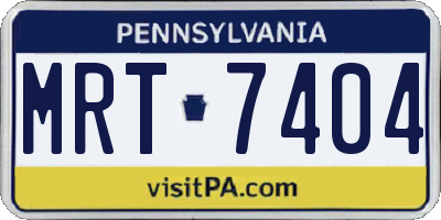 PA license plate MRT7404
