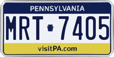 PA license plate MRT7405