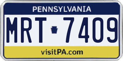 PA license plate MRT7409