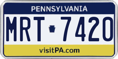 PA license plate MRT7420