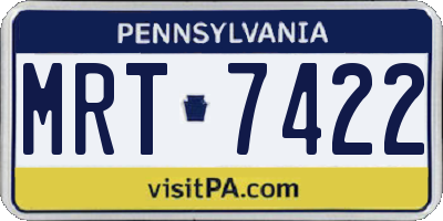 PA license plate MRT7422
