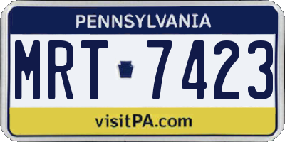 PA license plate MRT7423