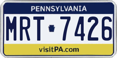 PA license plate MRT7426