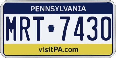 PA license plate MRT7430