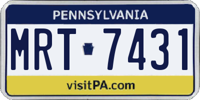 PA license plate MRT7431