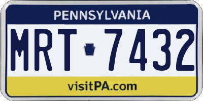 PA license plate MRT7432